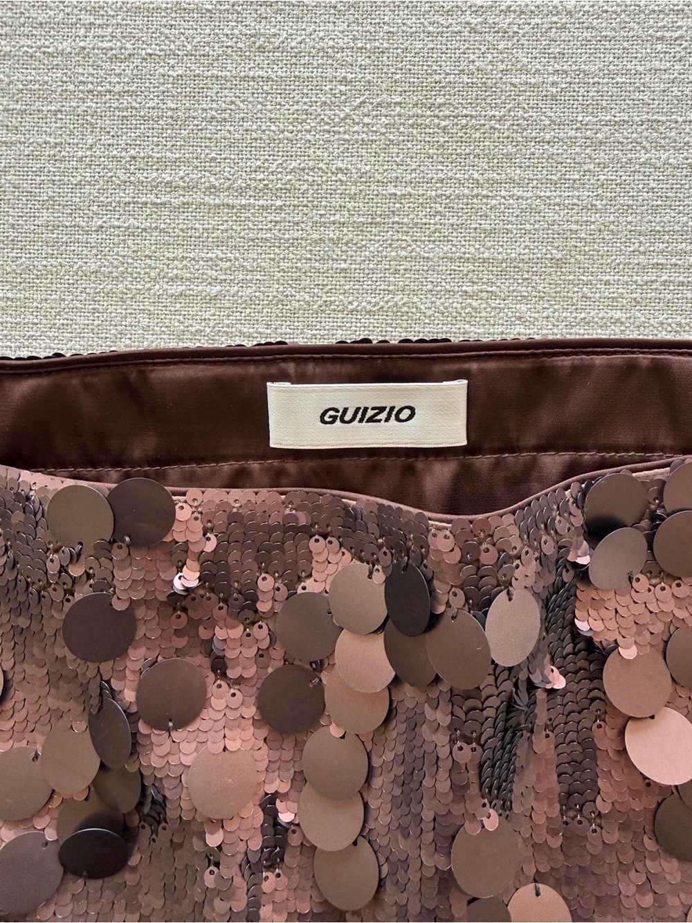 Danielle Guizio low-rise paillette skirt - chocolate - Picture 2 of 7